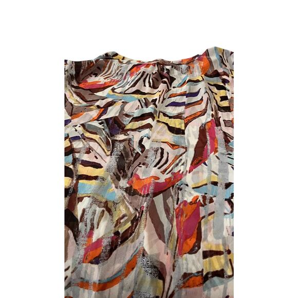 NIC+ZOE V-NECK LONG SLV TIE & KEYHOLE BLOUSE, WOMENS, XL, MULTICOLORED ABSTRACT - Picture 7 of 11